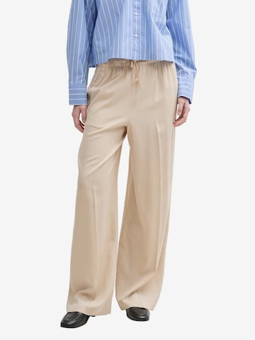 smėlio TOM TAILOR DENIM Plačios klešnės Klostuotos kelnės: priekis