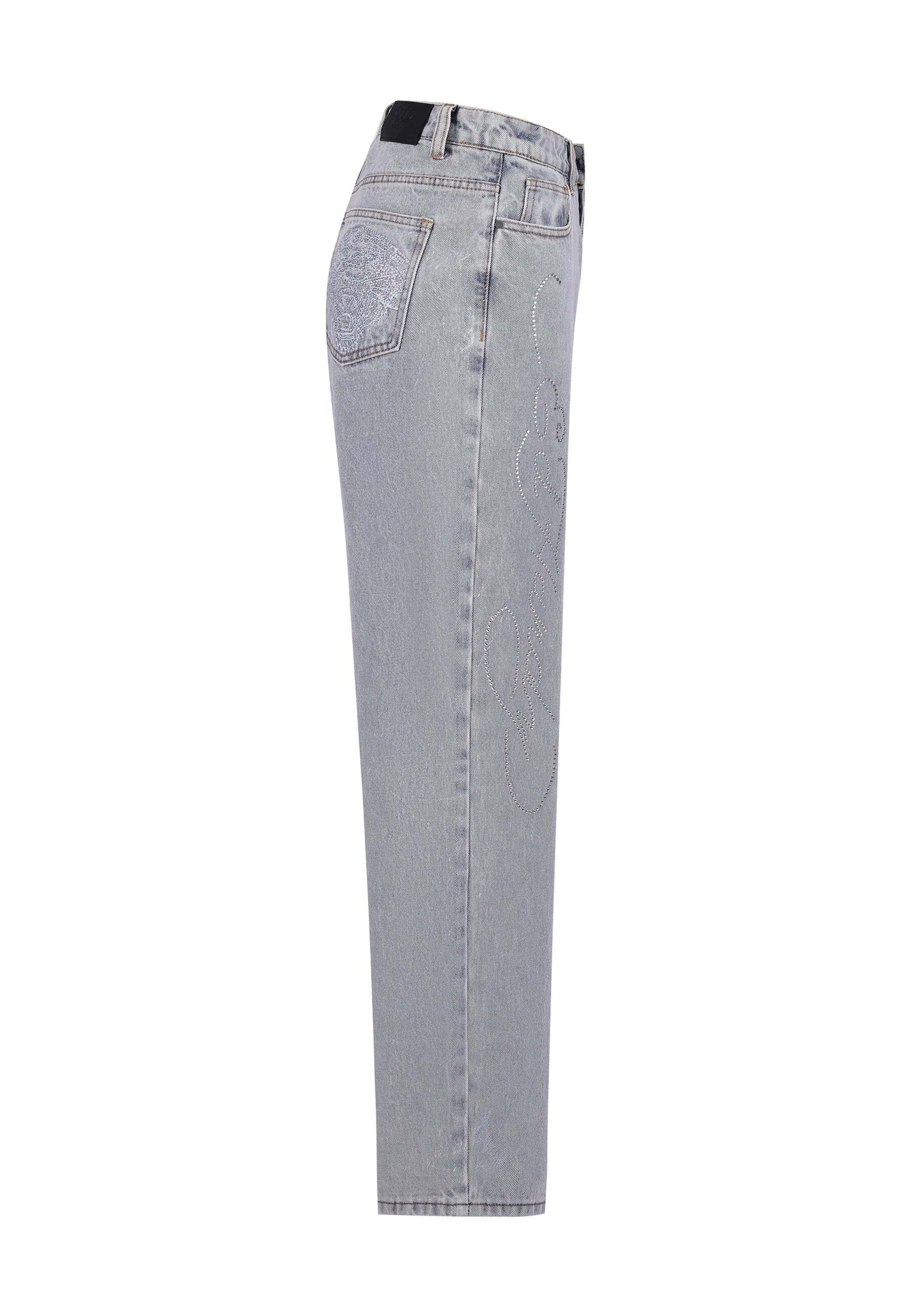Ed Hardy Loosefit Jeans 'Crystal Roar' in Blauw