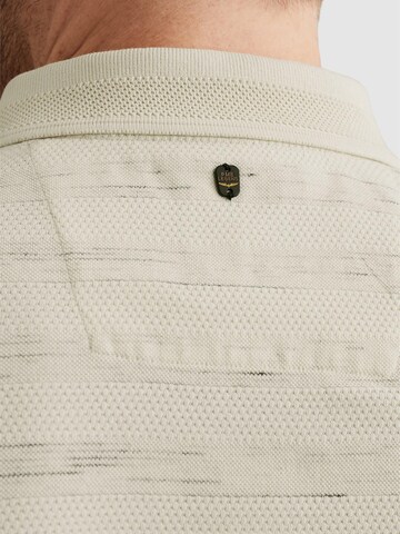 PME Legend T-shirt 'Polo shirt with stripe pattern and flight pocket' i beige