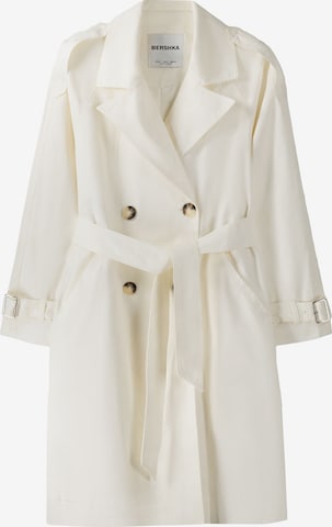 Bershka Between-Seasons Coat in White: front