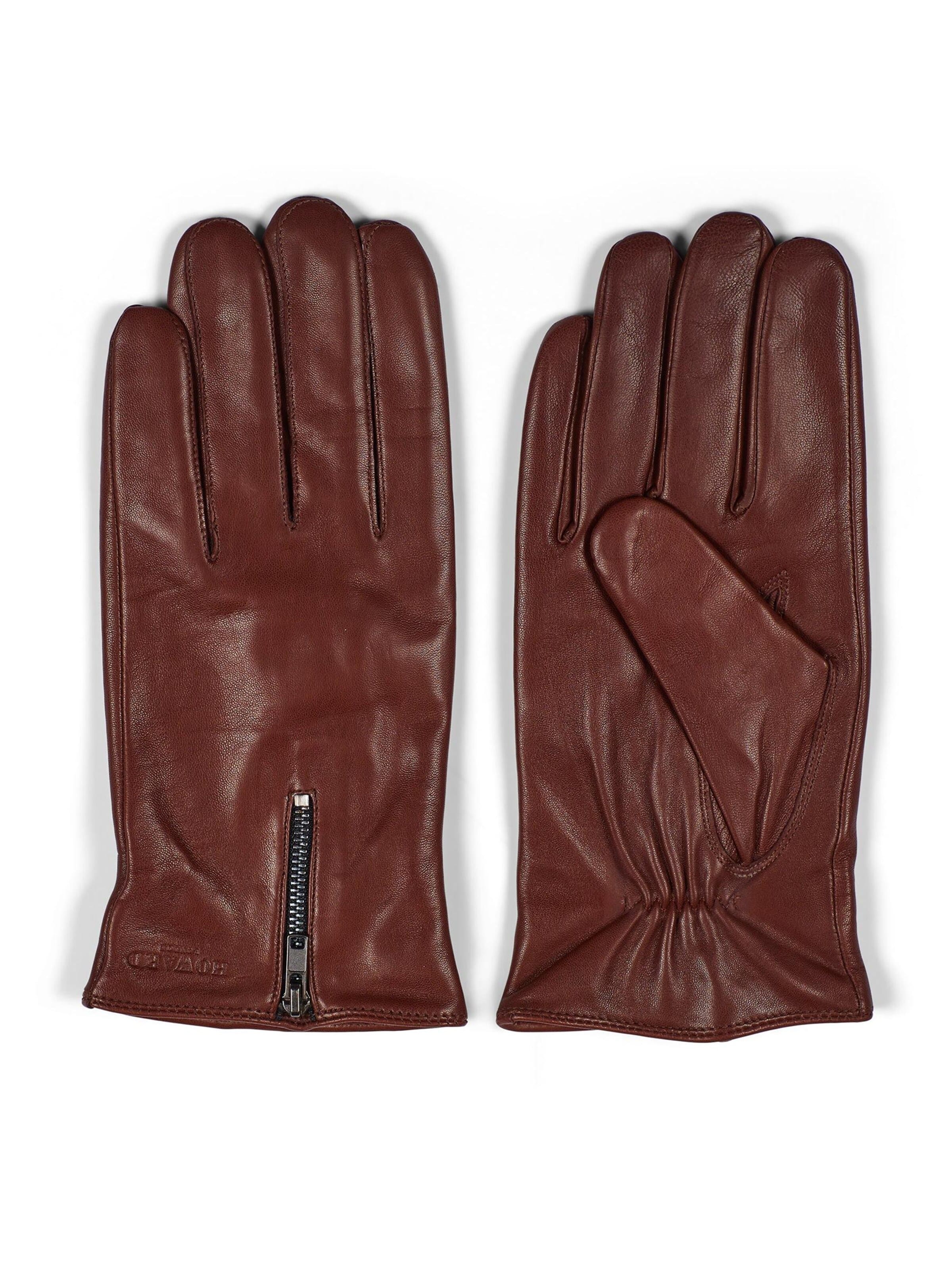 Howard London Full finger gloves 'Leather Gloves Barney Brown' in L in Brown, Item view