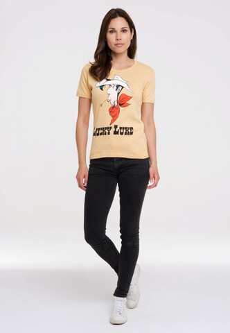 LOGOSHIRT T-Shirt 'Lucky Luke Portrait' in Beige