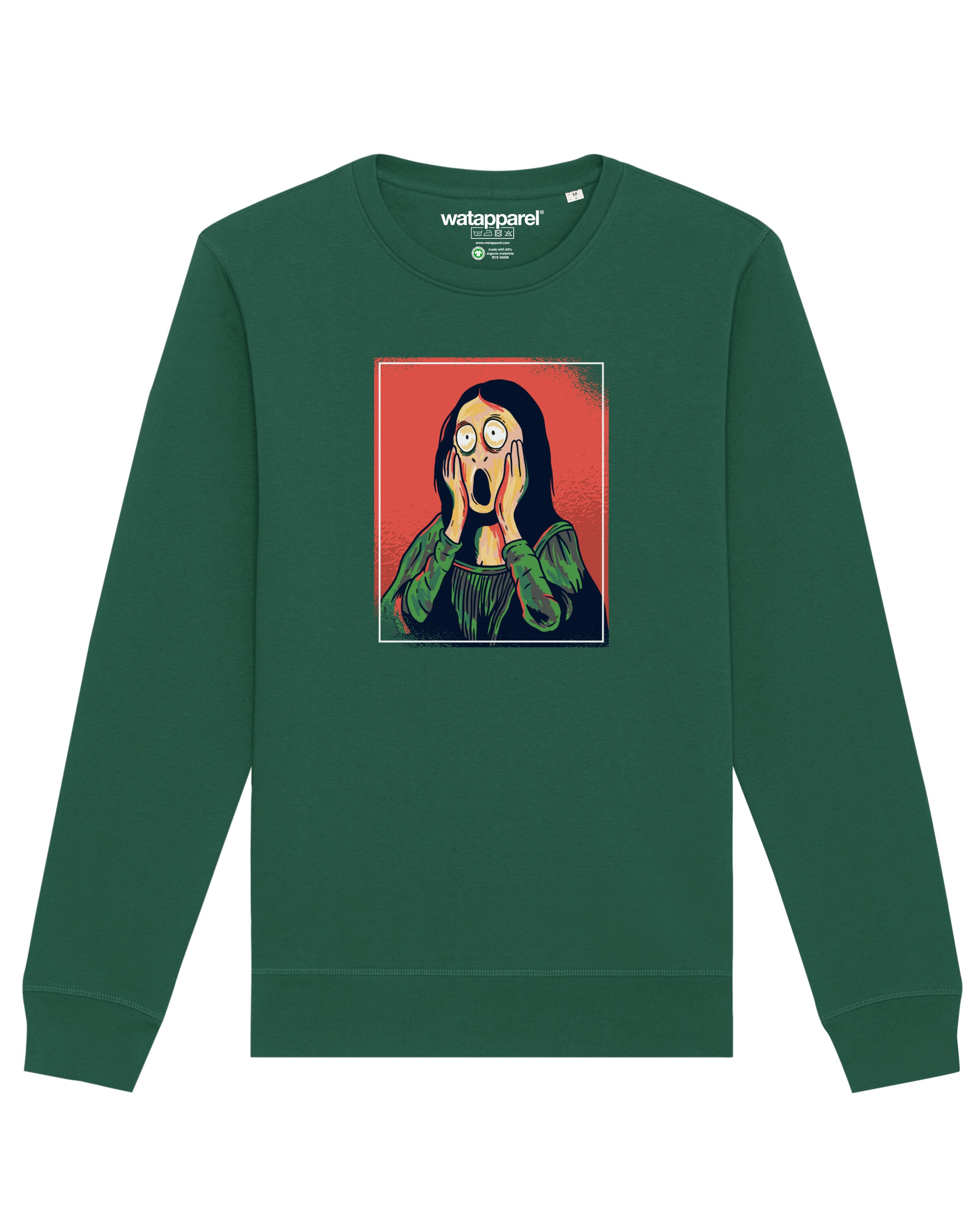 Sweat-shirt ' Mona Lisa Scream ' Watapparel en vert : devant