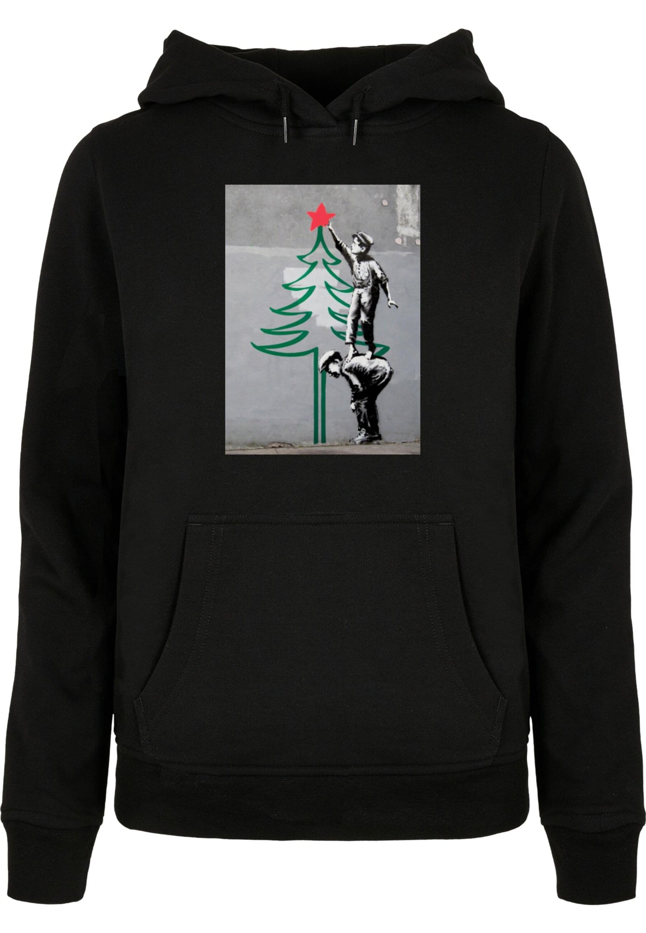Merchcode Sweatshirt 'Banksy - Christmas Tree' in Black: front