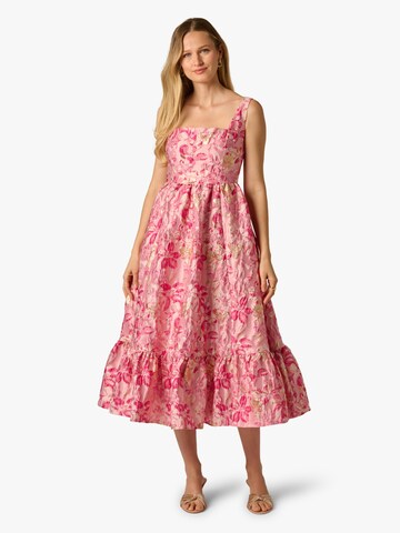 Adrianna Papell Avondjurk 'Jacquard Flounce Midi Dress' in Roze: voorkant