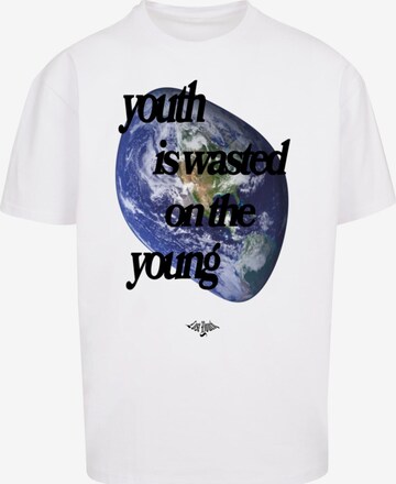 Lost Youth Shirt 'World' in White: front