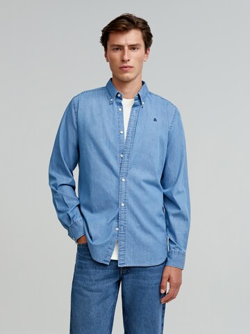 Scalpers Regular fit Button Up Shirt 'Alpha' in Blue