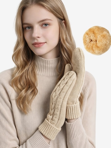 Magicshe Hand Warmers 'Strick Winterhandschuhe mit Fleecefutter Warm Weich' in Beige: front
