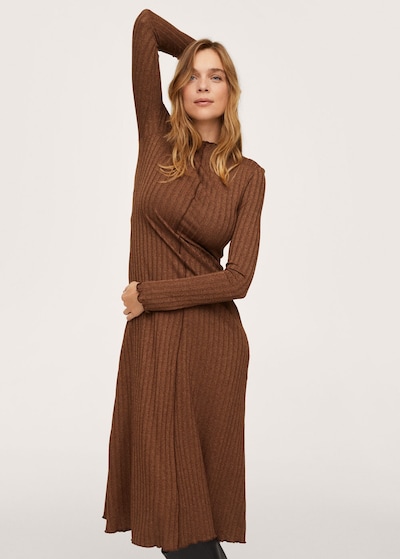 MANGO Úpletové šaty 'natasha' - hnědá, Model/ka