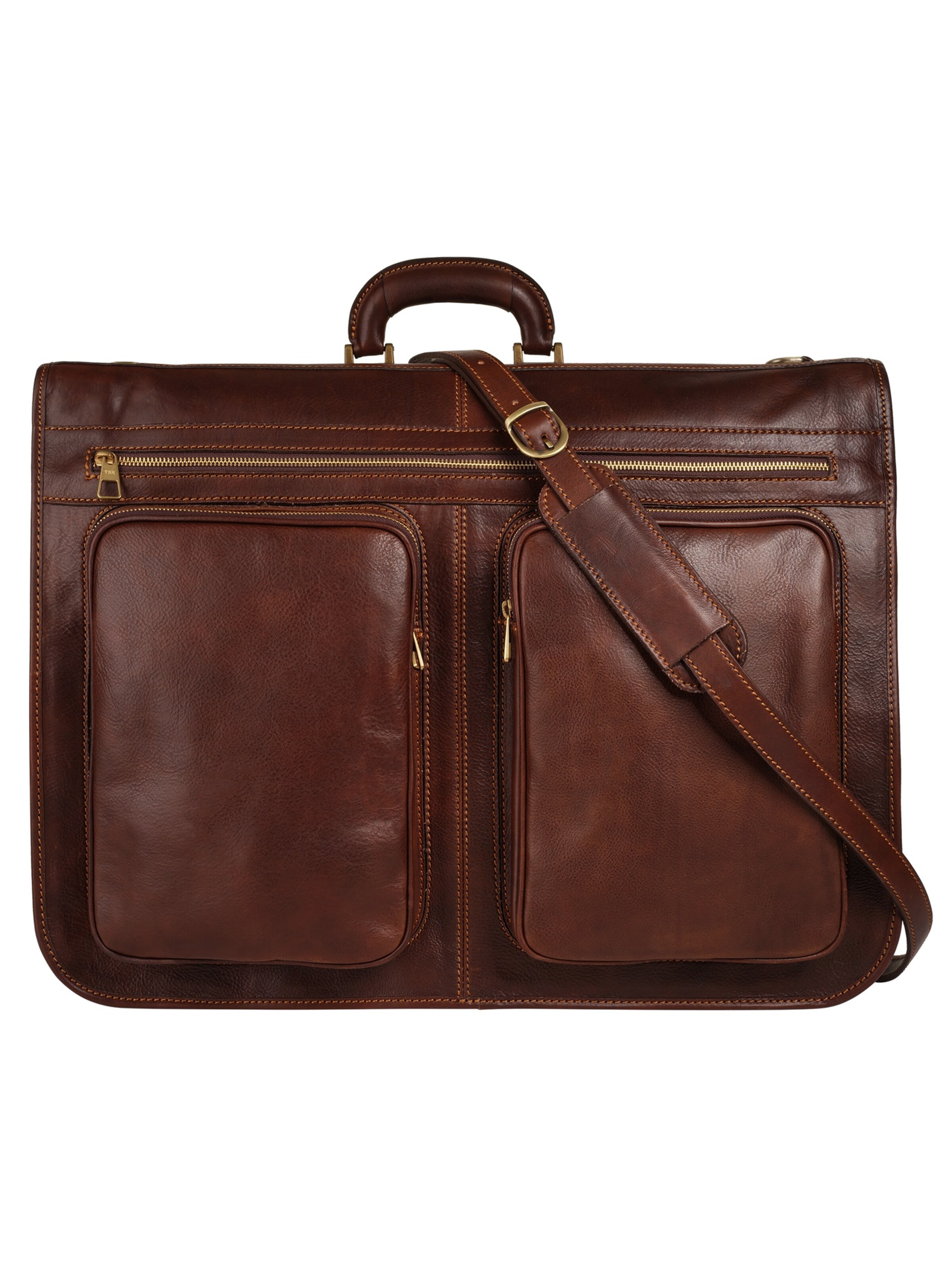 Sac à vêtements piké en marron : devant