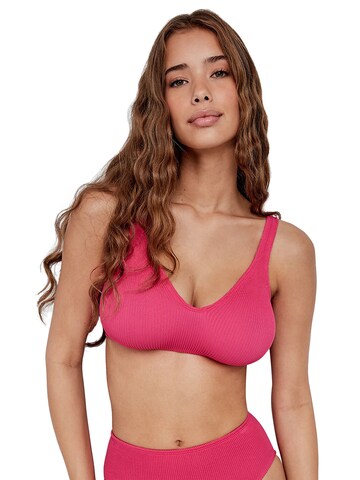 Gisela - Bustier Top de bikini en rosa: frente