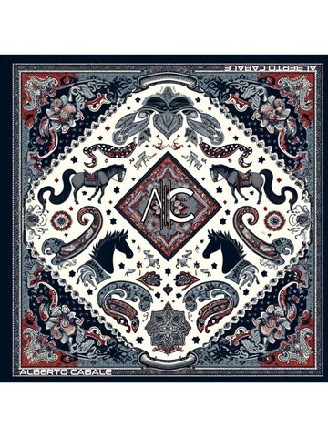 alberto cabale Scarf 'Horse Cléo' in Blue