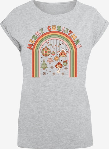 F4NT4STIC Shirt 'Merry Christmas Cozy Vibes' in Grijs: voorkant