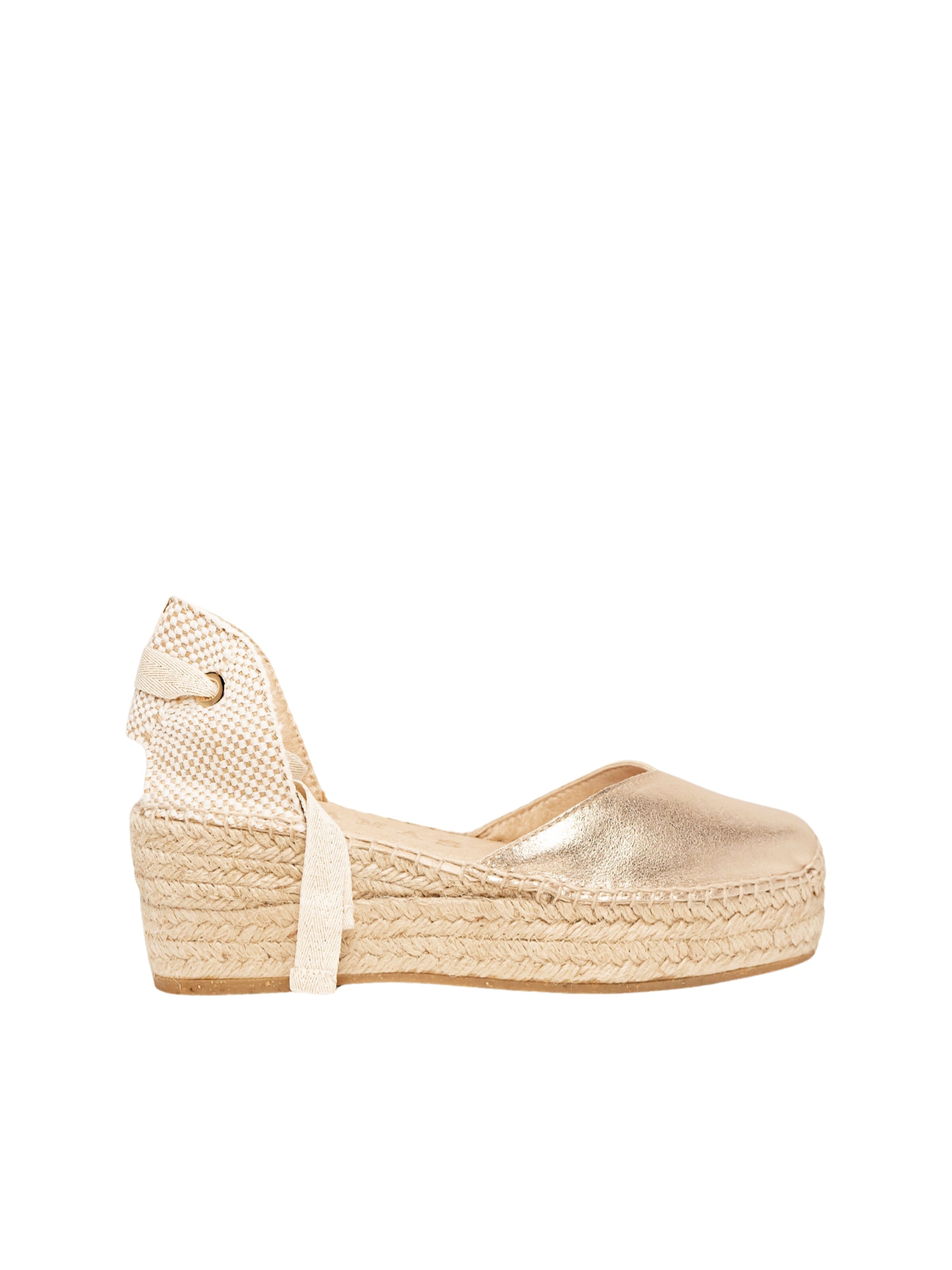 Alhamas Sandaal 'Alpargata Cuña 6 cm' in Goud: voorkant