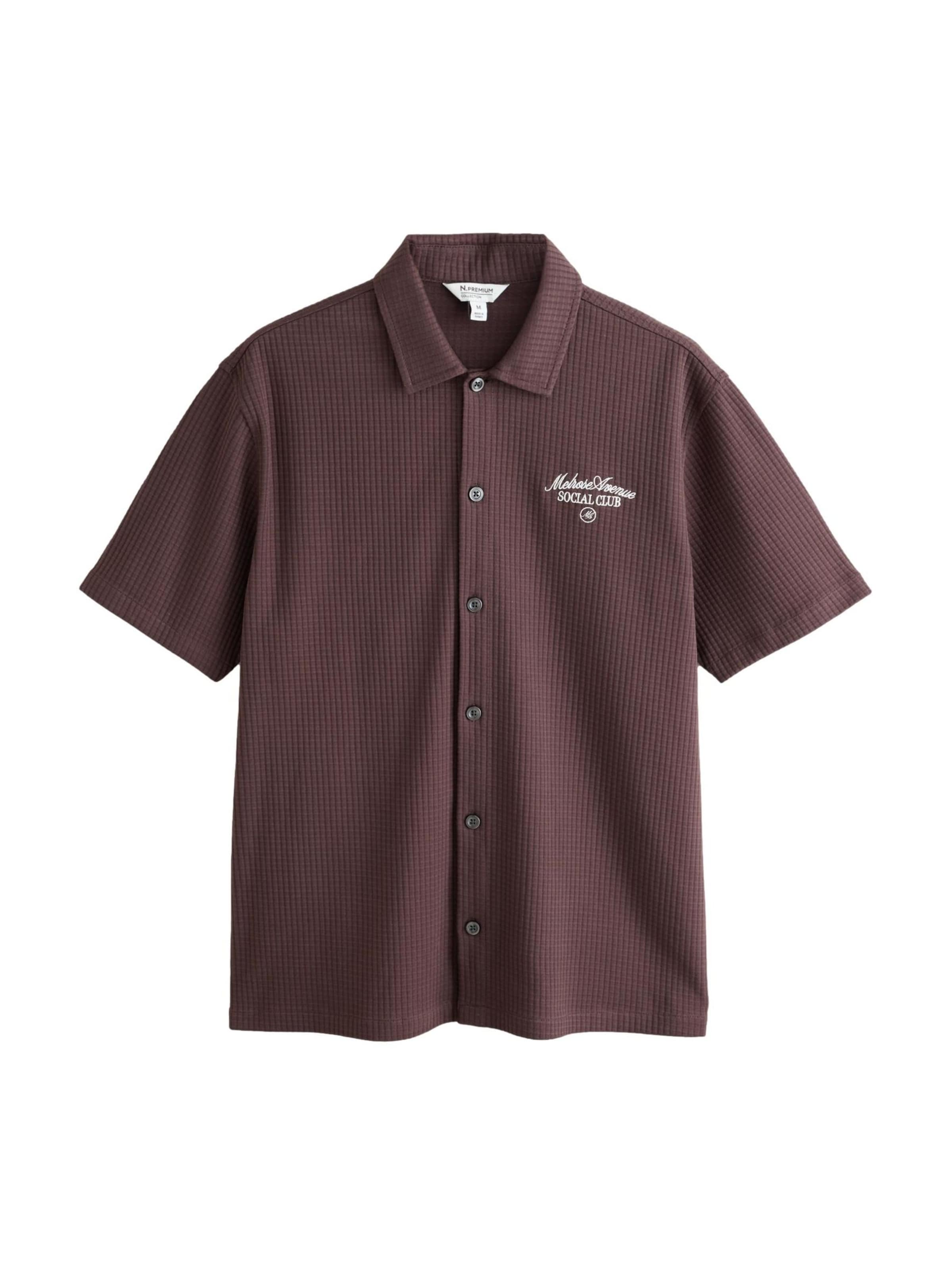 Next Regular fit Button Up Shirt in Brown: front