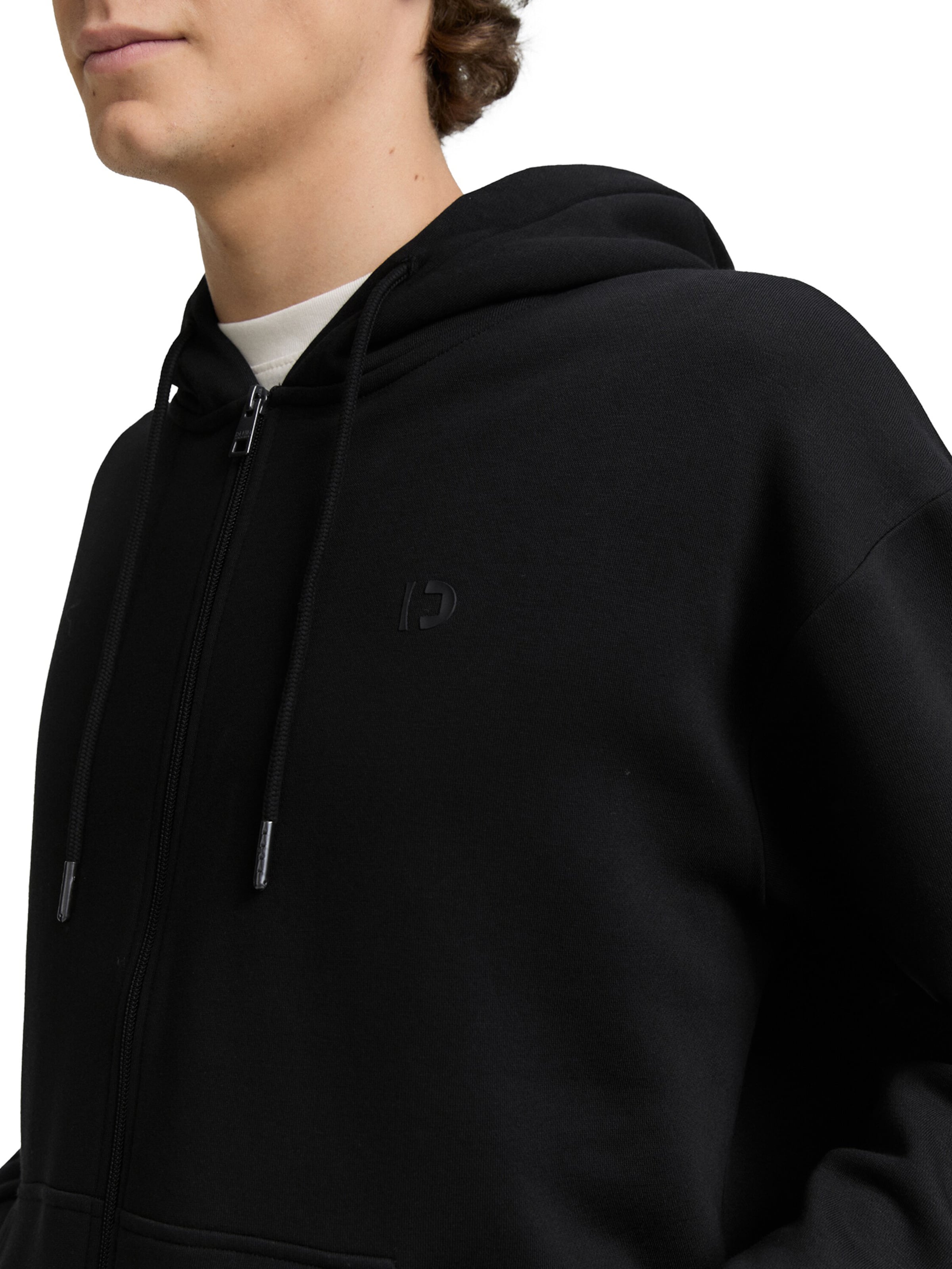 TOM TAILOR DENIM Sweatjacke in Schwarz