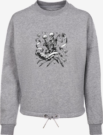 Sweat-shirt 'Skelettpaar Tanzt Mit Band' F4NT4STIC en gris : devant