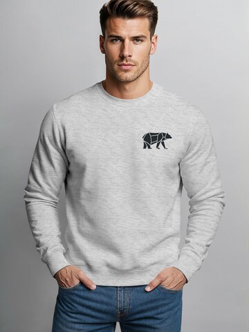 Neverless Sweatshirt 'Bär Lineart Polygon' in Grey
