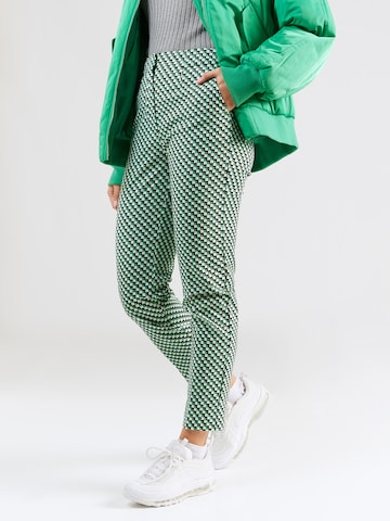 Marks & Spencer Regular Trousers with creases 'Mia' in Green: front