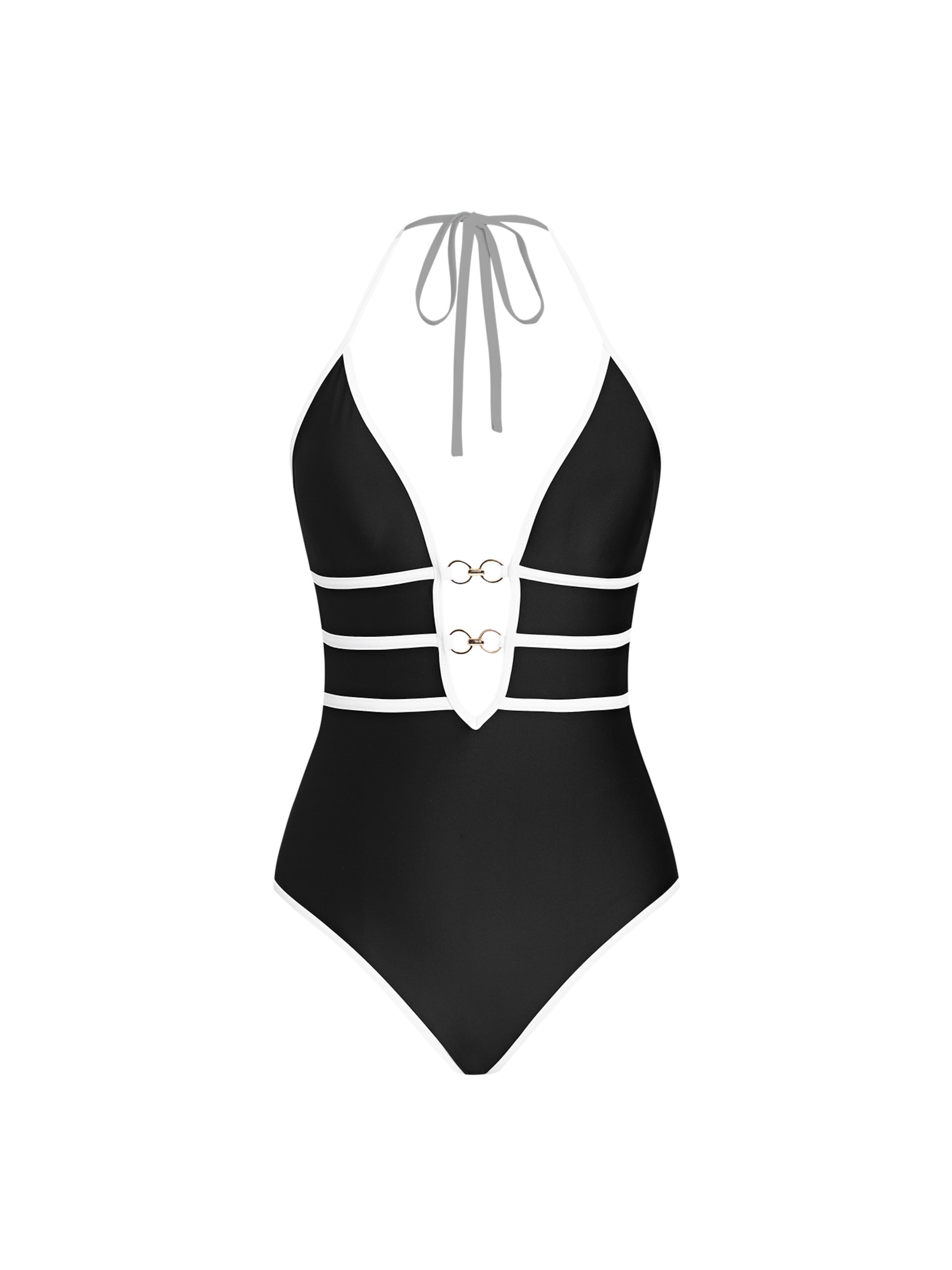 Cupshe Bustier Badeanzug‌ in Schwarz: Vorderseite