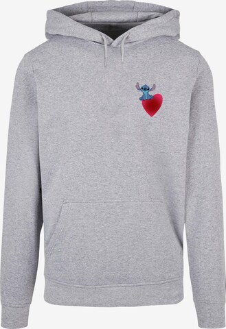 ABSOLUTE CULT Sweatshirt 'Lilo And Stitch - Sitting On Heart' in Grijs: voorkant