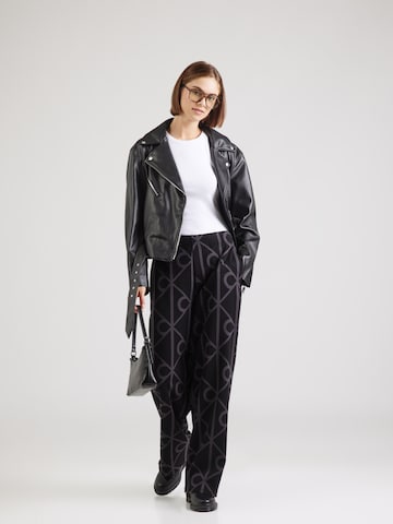 Calvin KleinWide Leg/ Široke nogavice Hlače - crna boja