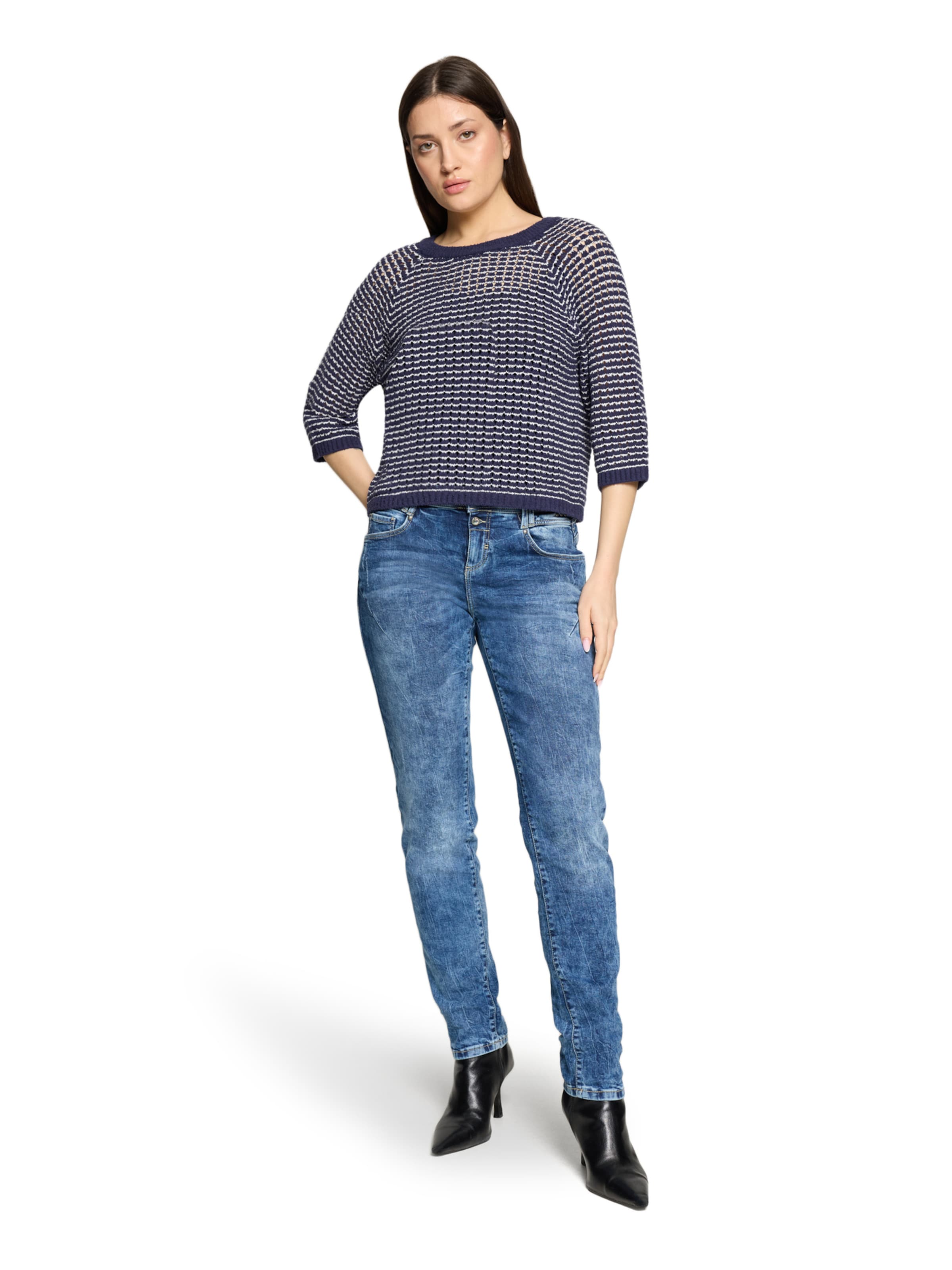 Cartoon Strickpullover mit Rundhalsausschnitt in Blau