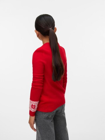 Pull-over 'ROSTYDEER' Vero Moda Girl en rouge