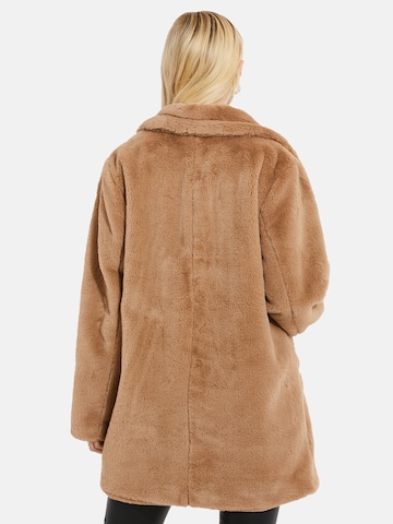 Threadbare Between-seasons coat 'Furry' in Brown