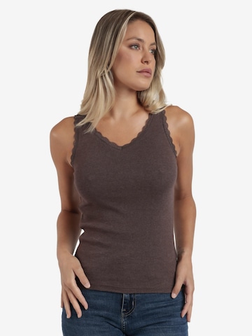 admas - Top 'Camiseta Sin Mangas Romantic Rib para Mujer' en marrón: frente