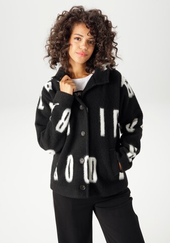 Aniston CASUAL Fleece Jacket in Black: front