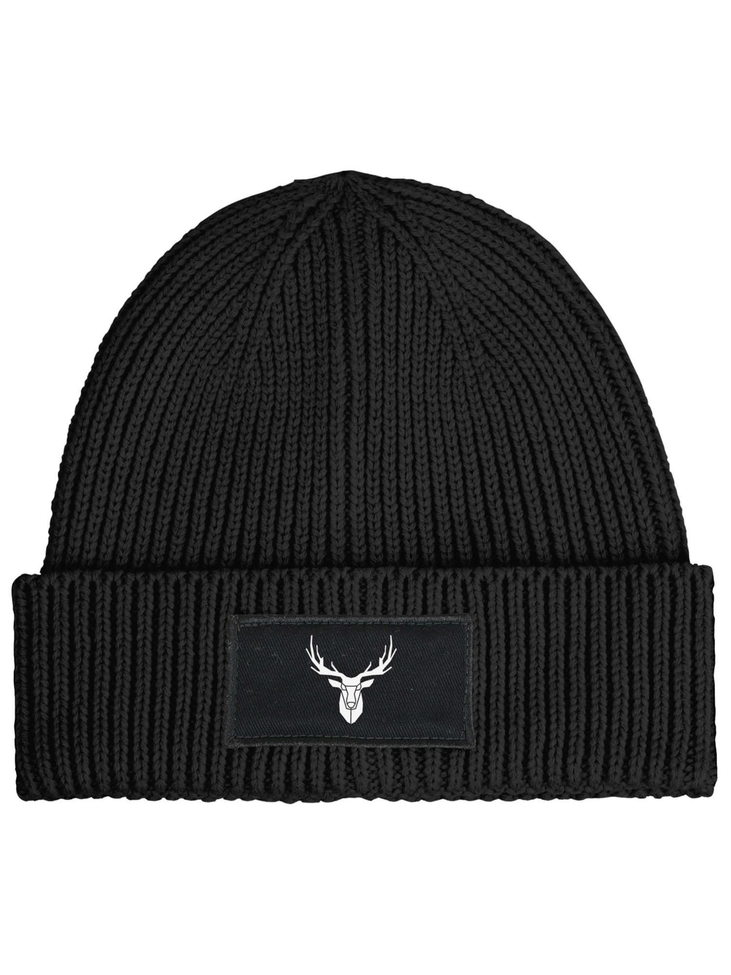 Neverless Beanie 'Hirschgeweih' in Black: front