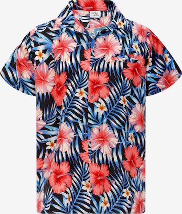 King Kameha Button Up Shirt 'Tropical Hibiscus' in Blue: front