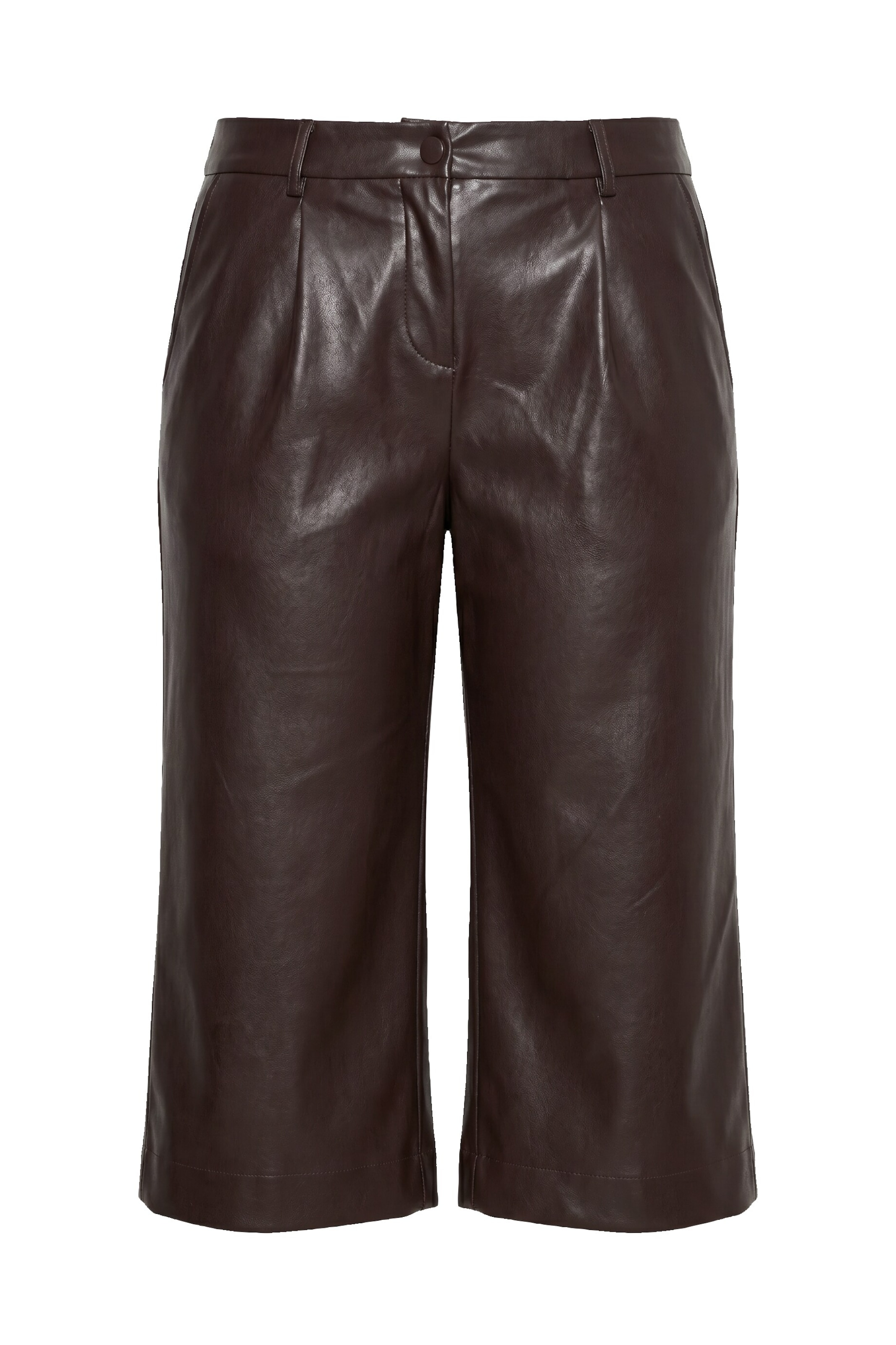 Ulla Popken Wide leg Broek in Bruin: voorkant