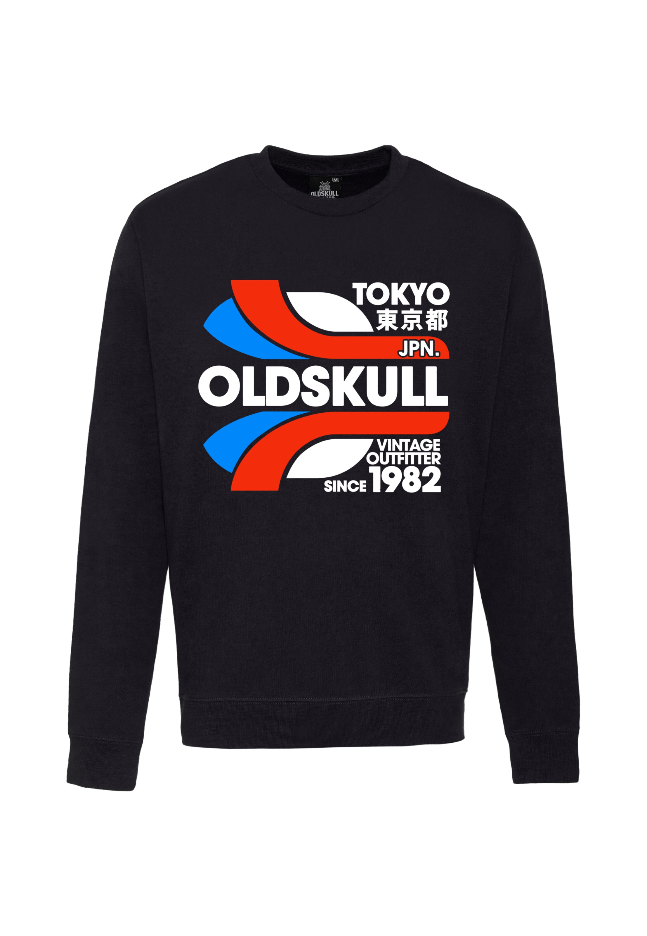 Oldskull Sweatshirt 'Retro Tokyopolis' in Zwart: voorkant