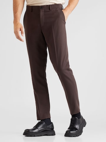 JACK & JONES Slim fit Trousers with creases 'Franco' in Brown: front