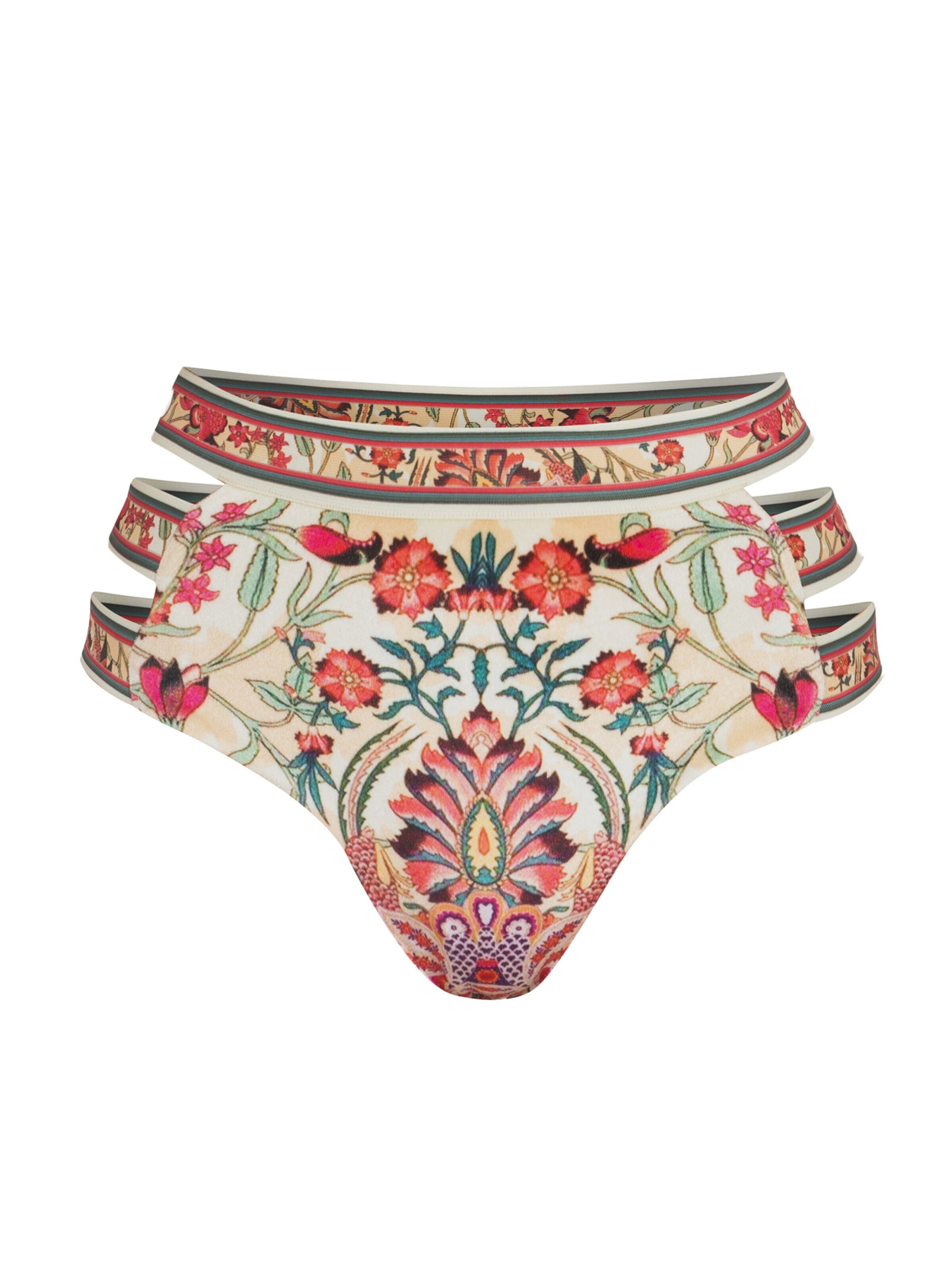 JIORO Spodní díl plavek 'PAISLEY RED' – mix barev