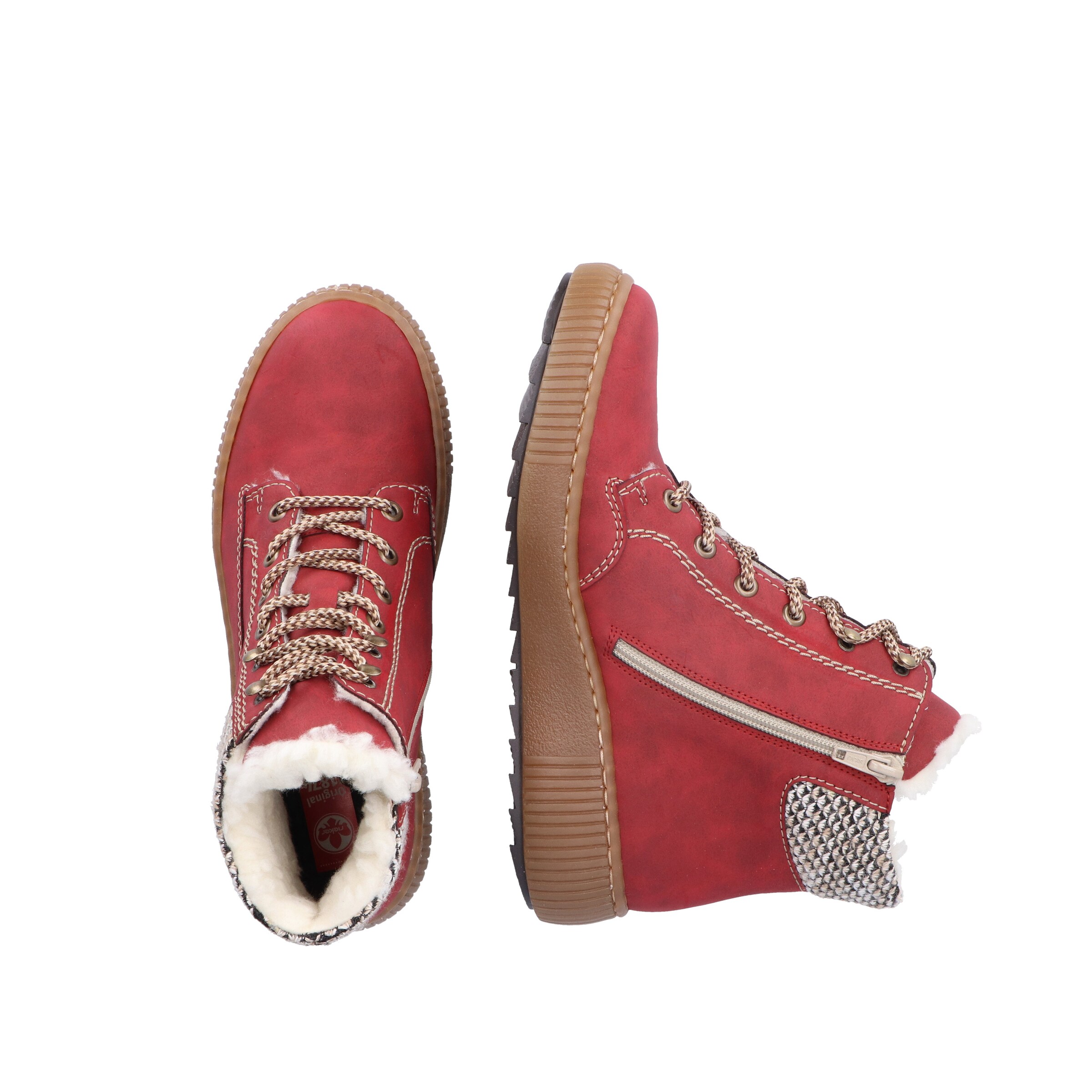 Rieker Botki sznurowane w kolorze czerwony