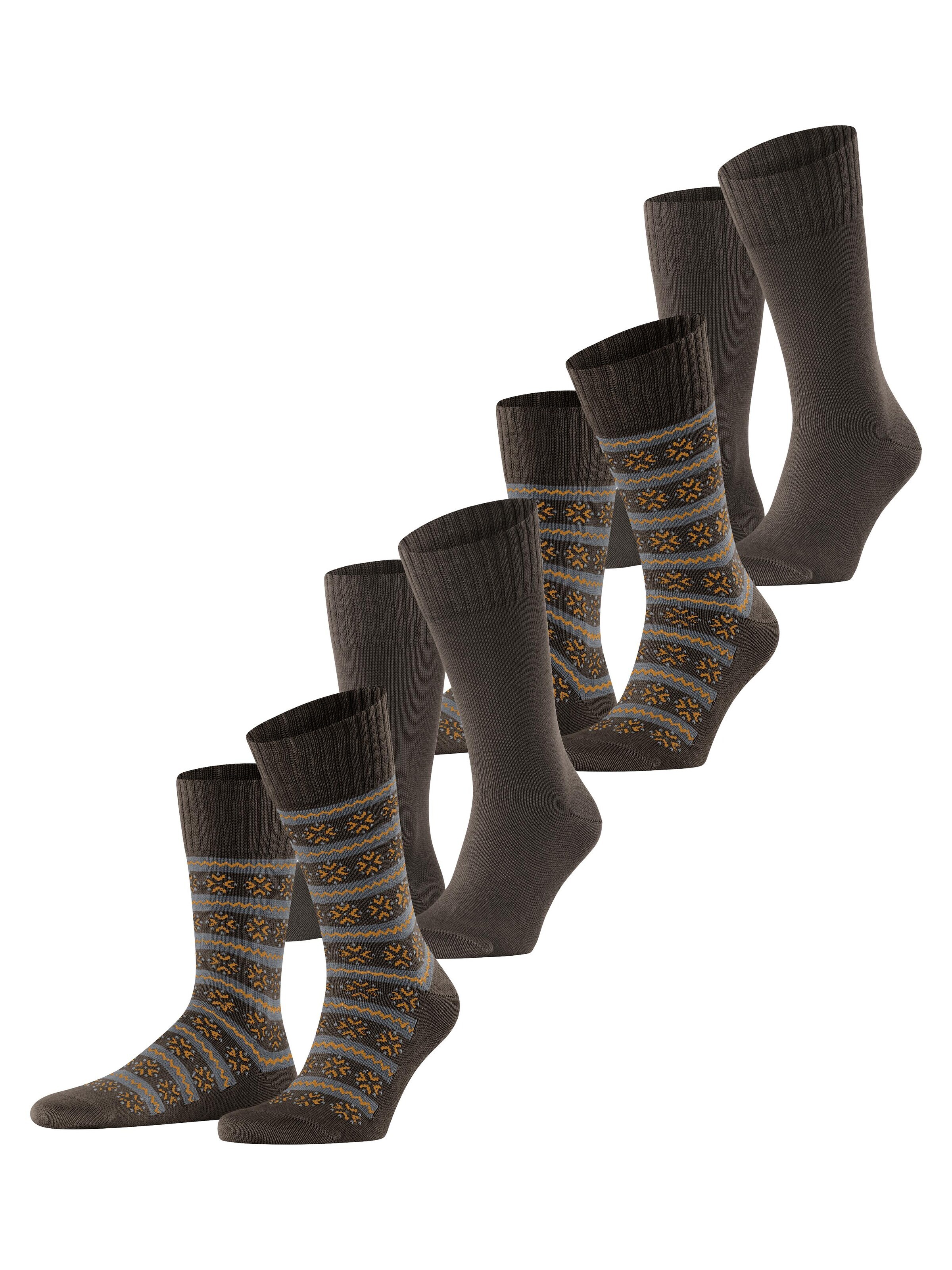 ESPRIT Socks 'Scandi Norwegian 4-Pack' in Brown