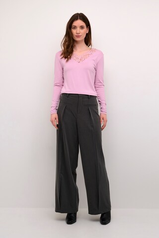Cream Wide leg Broek 'Bit' in Grijs