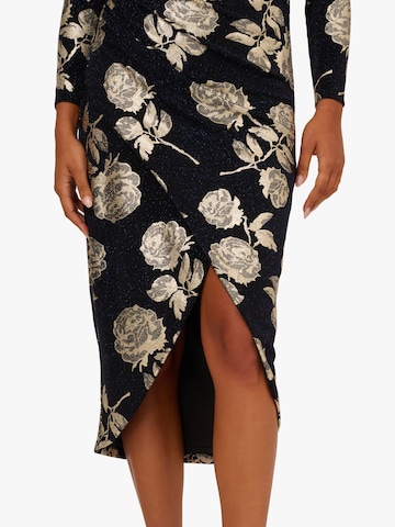 Adrianna Papell Cocktail dress 'Floral Metallic Knit Midi Dress' in Blue