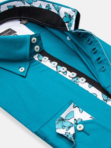 Slim fit Camicia business 'Roma Satin Man Shirt Green' di 7Camicie in verde