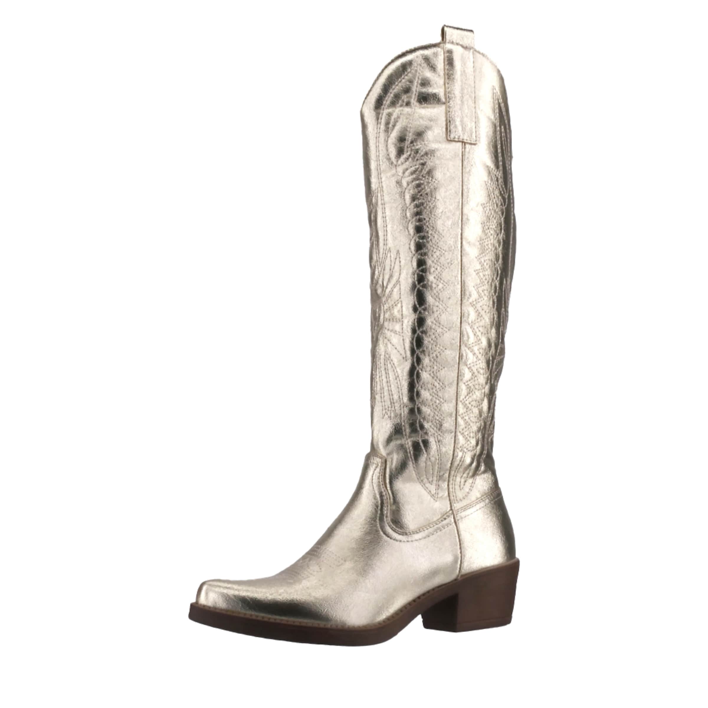 Elara Cowboy boot in Gold: front