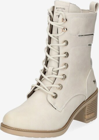 MUSTANG Lace-Up Ankle Boots in Beige: front