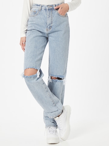 Wide leg Jeans de la Misspap pe albastru: față