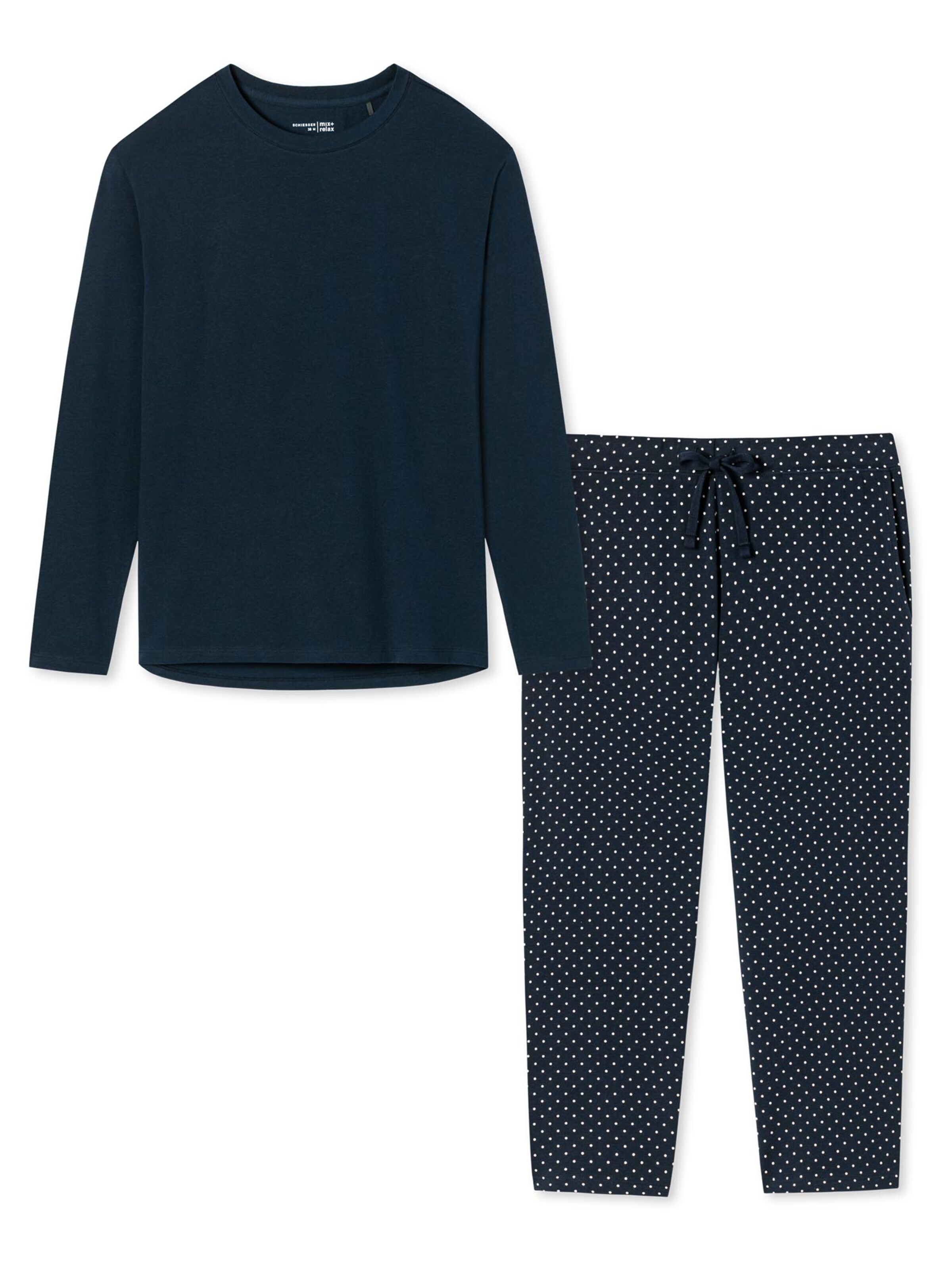 SCHIESSER Pyjama 'Cotton' in Blauw: voorkant