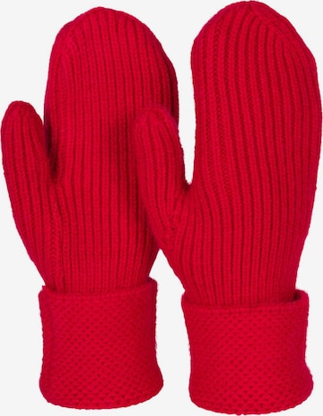 styleBREAKER Fingerhandschuhe 'Strick Fäustlinge mit gemustertem Bund' in Rot: Vorderseite