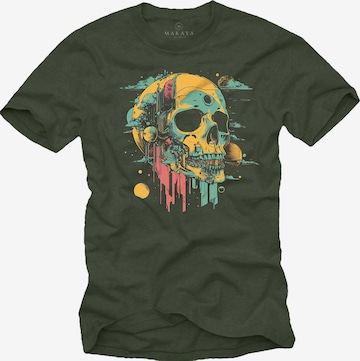 MAKAYA Shirt 'Head Shot Skull' in Green: front