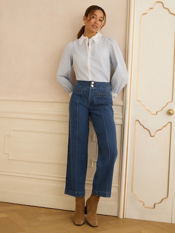 mėlyna love & roses Laisvas Džinsai