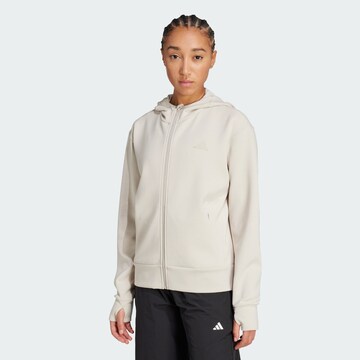 ADIDAS PERFORMANCE Sportief sweatvest 'Designed 4 Training' in Beige: voorkant